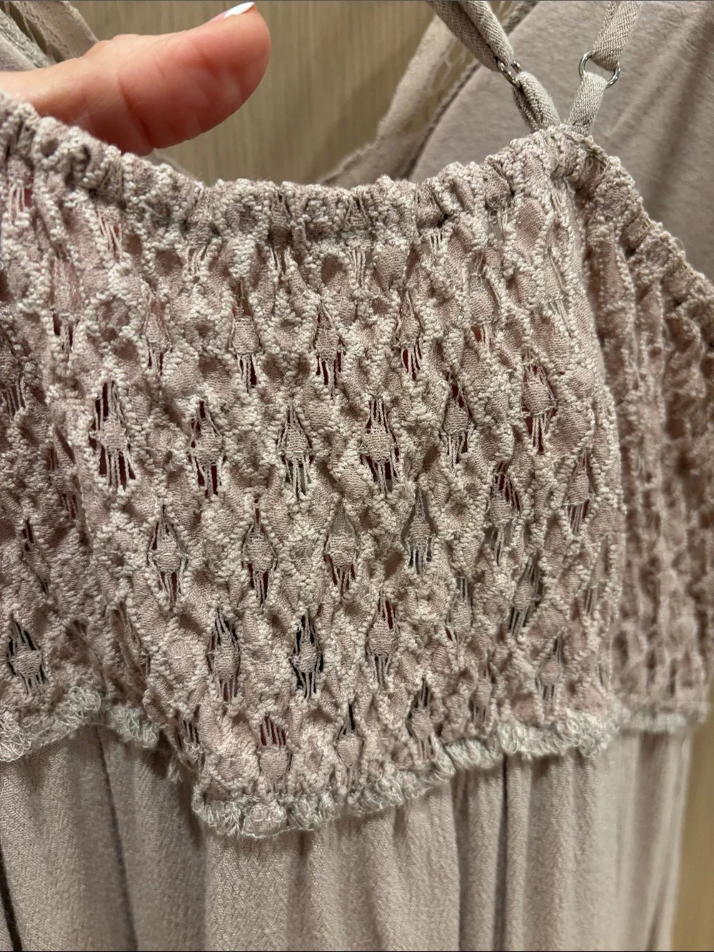 LA MIEL Blush Lace-Trim Crisscross Spaghetti Strap Mini Dress - Picture 8 of 8